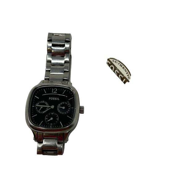 Fossil Watch ES2854 Womens Watch Black Silver Tone Stainless Steel *Untested - Picture 6 of 6